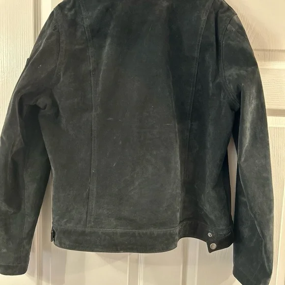 I.E.Relaxed Size XL Black Suede Leather Riding Jacket Coat - Picture 2 of 8